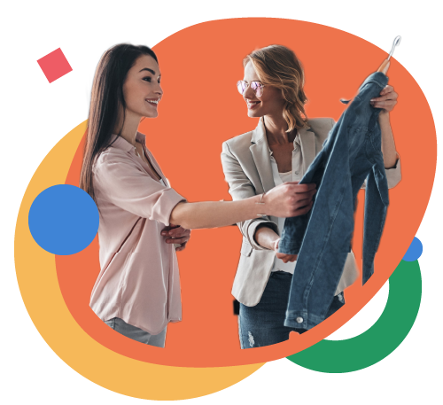 Chaser-Two woman from LoveBrands looking at clothing