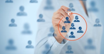 person drawing a circle around a group of people icons for customer segmentation in accounts receivables