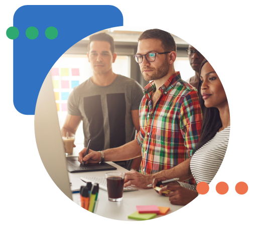 Agency workers working together