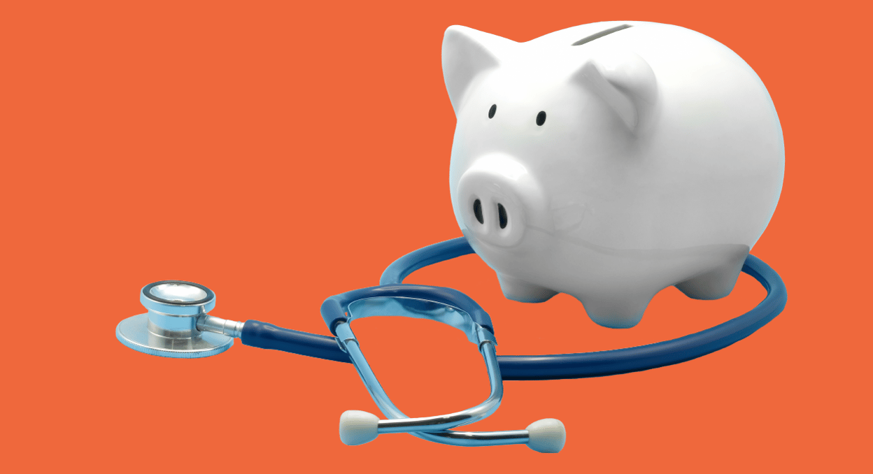 piggy bank and statoscope representing receivables in the healthcare industry 