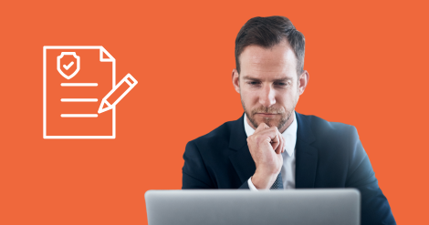 business owner reading new payment prompt policy in grey laptop