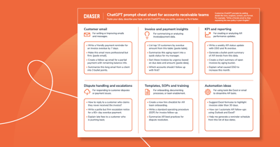 ChatGPT prompt cheat sheet for accounts receivable teams