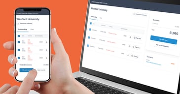 phone and computer making invoice payments with the chaser payment portal on screen