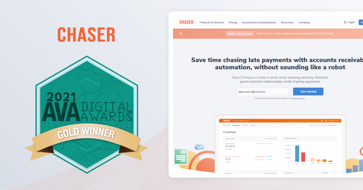 AVA Digital Awards awards Chaser’s website Gold for B2B websites