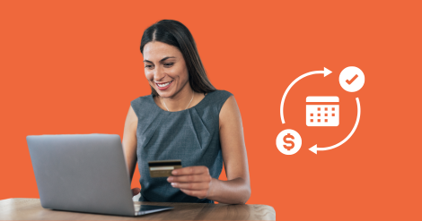 women on laptop automatic payment retry in background
