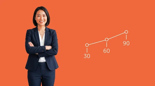 Finance professional planning a 90-day accounts receivable improvement programme at a desk, on a Chaser orange background