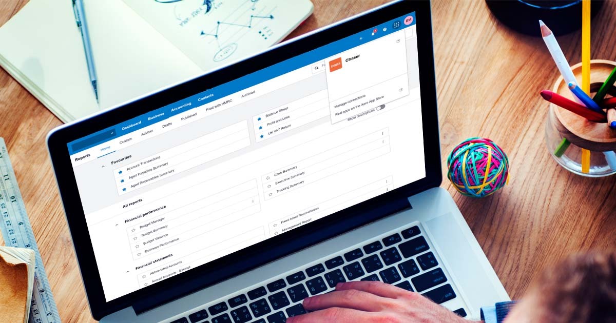 Xero users can launch Chaser directly from Xero