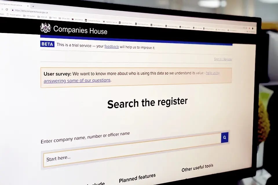 companies house search the register