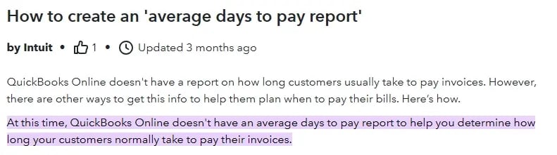 how to create an average days to pay report