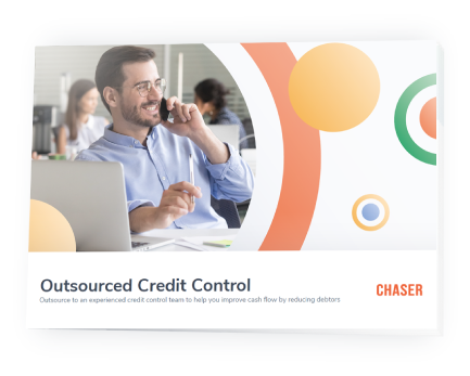 Chaser content-Outsourced credit control brochure preview with shadow