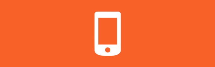 White smartphone icon on orange background