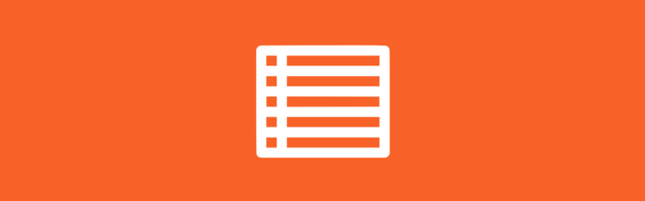 White spreadsheet icon on orange background