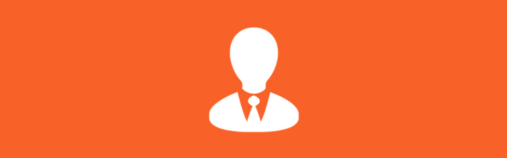 White person wearing tie icon on orange background