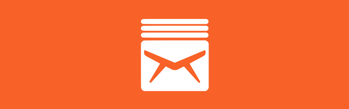 White multi email envelopes icon on orange background