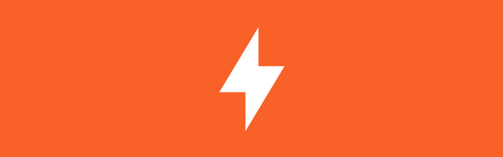 White lightning bolt icon on an orange background