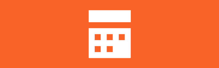 White calendar icon on an orange background