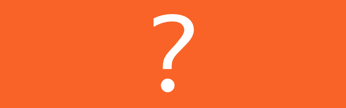 A white question mark on an orange background