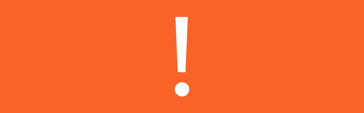 A white exclamation mark on an orange background