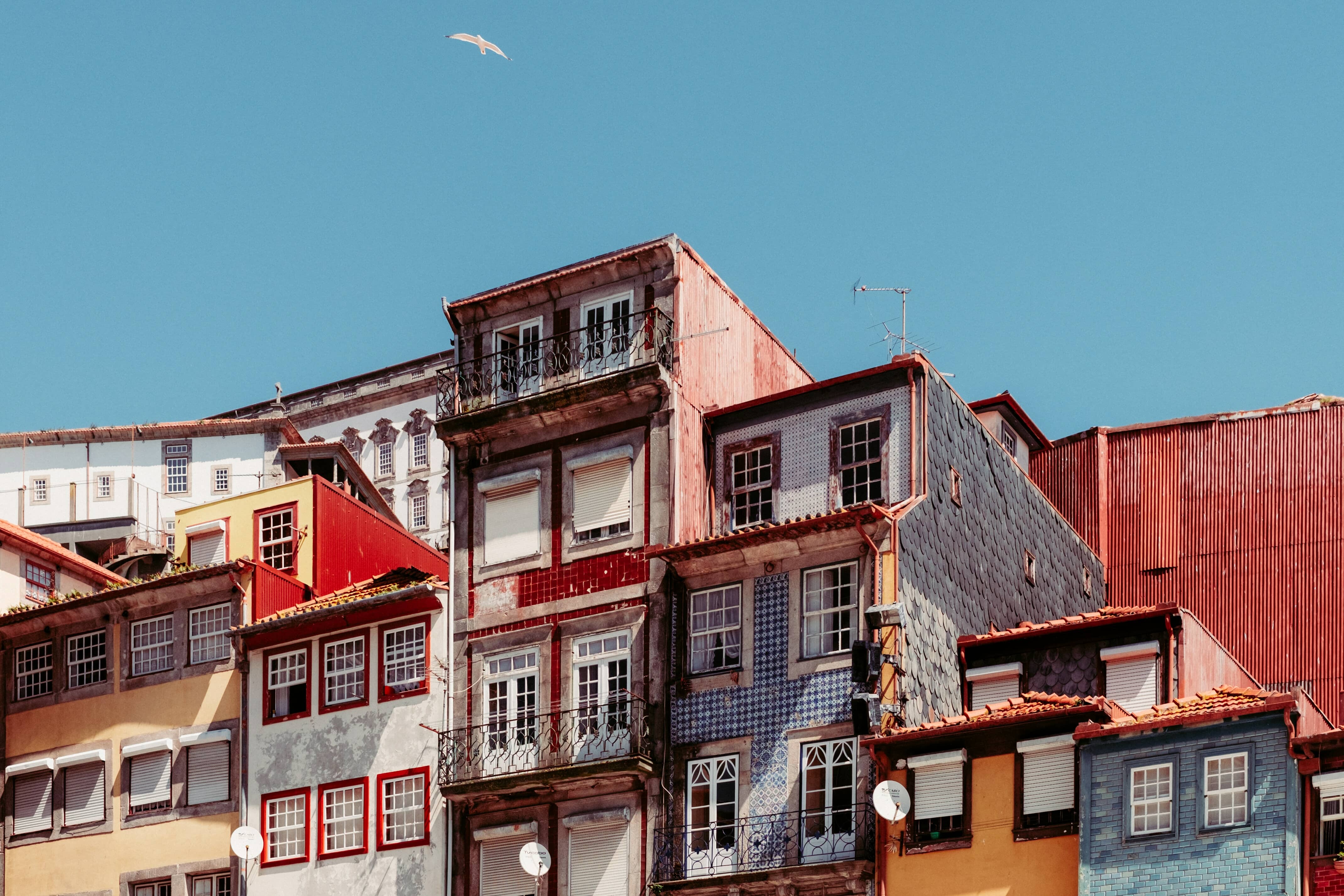Colourful houses against the Porto skyline