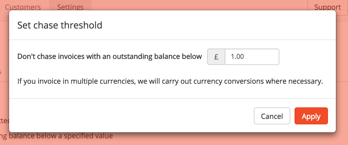 Set chase threshold feature