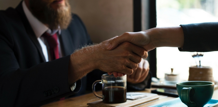 A handshake between two business people