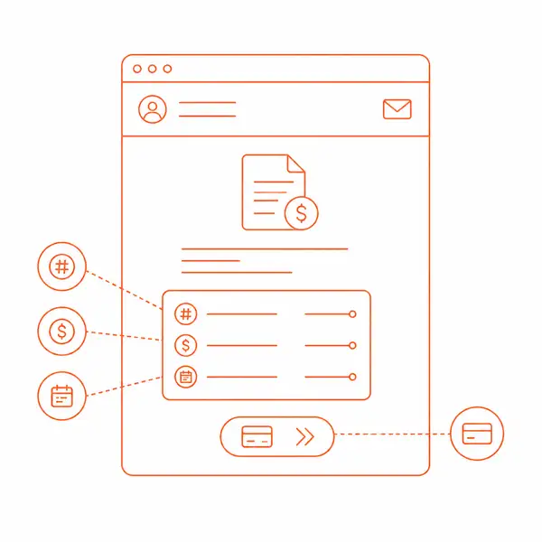 Illustration of the key elements of a payment reminder email including invoice number, amount due, due date and payment link