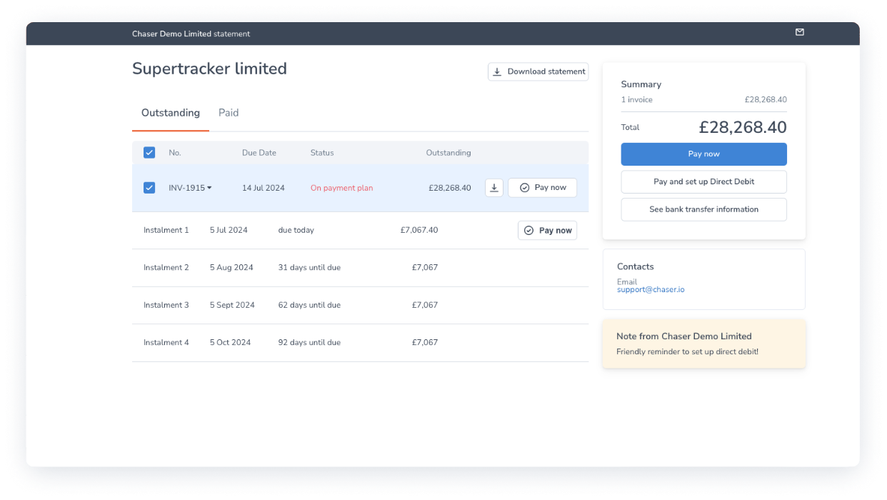 payment plans view